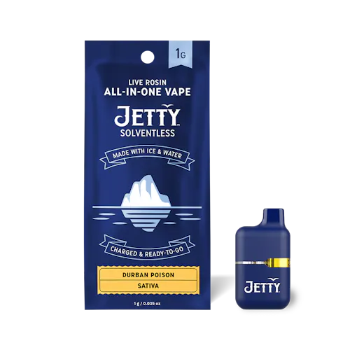 Photograph of product: Jetty | Durban Poison | 1g Mini Tank Live Rosin Solventless AIO
