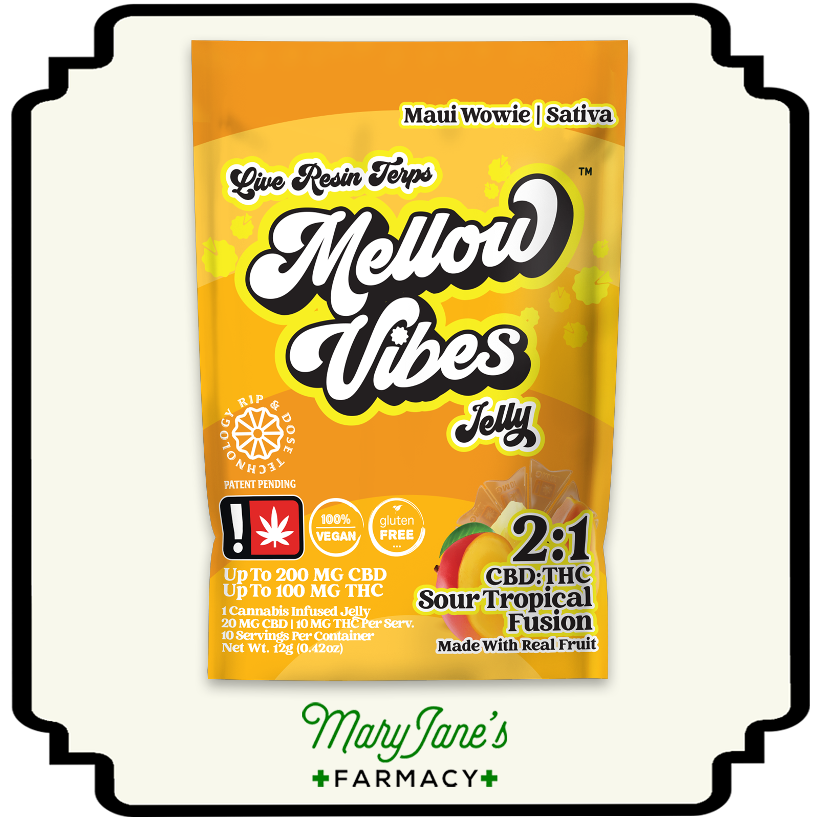 Photograph of product: Sour Tropical Fusion 2:1 Jelly | 100mg
