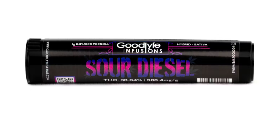 Photograph of product: Goodlyfe | Sour Diesel | Infused Pre-Roll | 1g