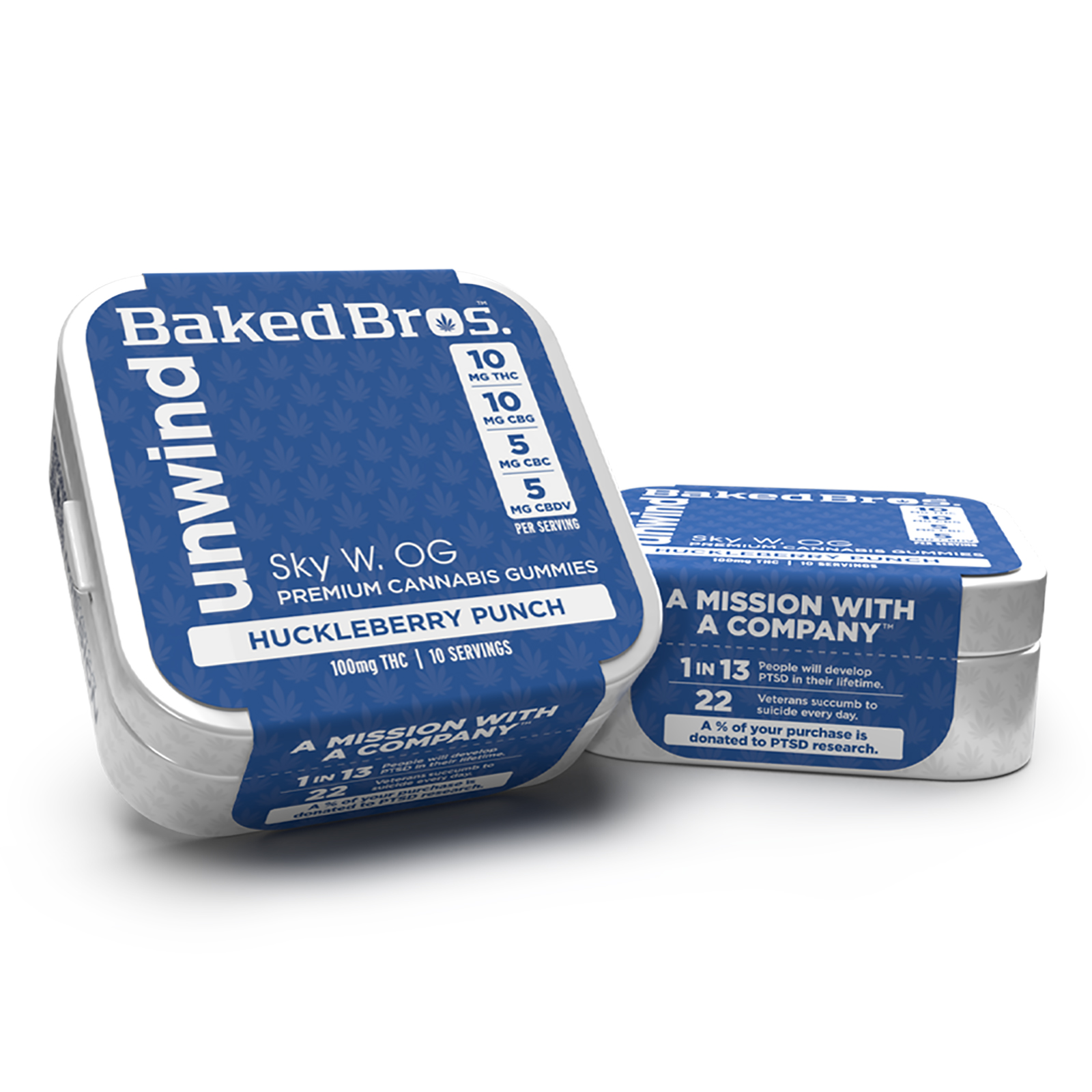 Photograph of product: Baked Bros - Gummies 2:2:1:1 - Unwind Huckleberry Punch (I) (100mg TH-oui:CBG/50mg CBC:CBDV)