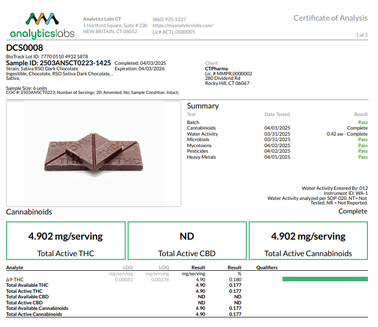 Photograph of product: Encore Dark Chocolate RSO (S) 25774