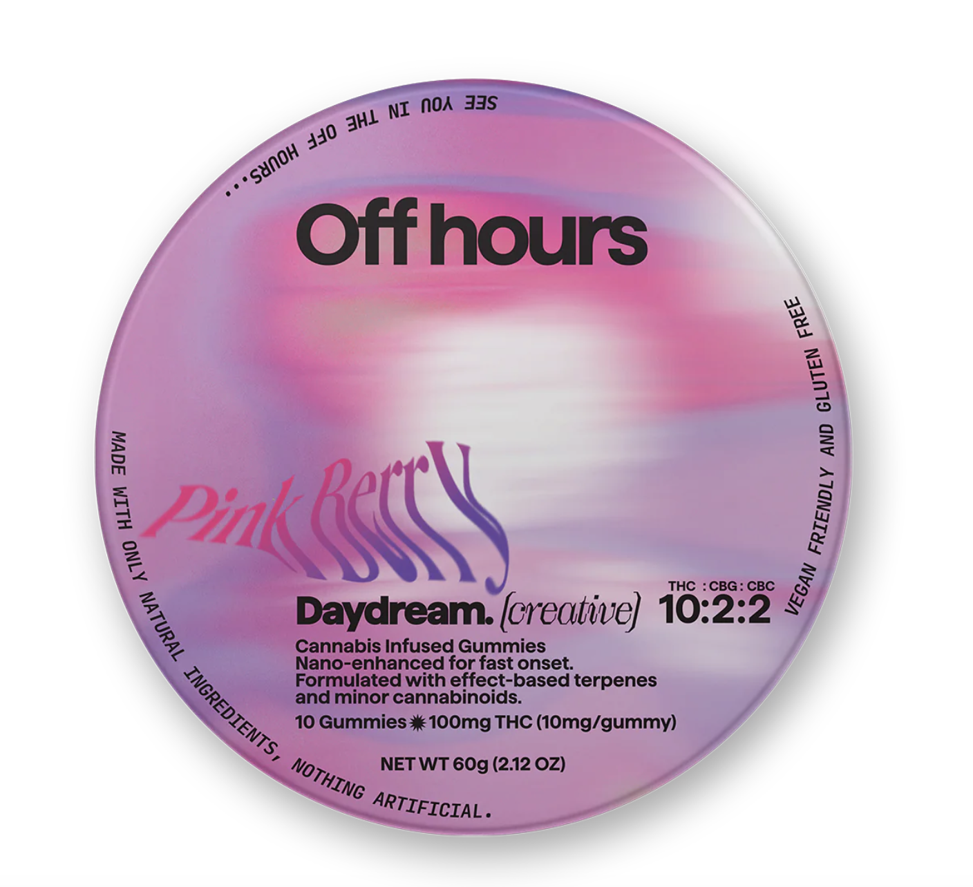 Photograph of product: Off Hours | Pinkberry | 10mg 10pk Gummies Daydream. (creative)  100mg TH-oui