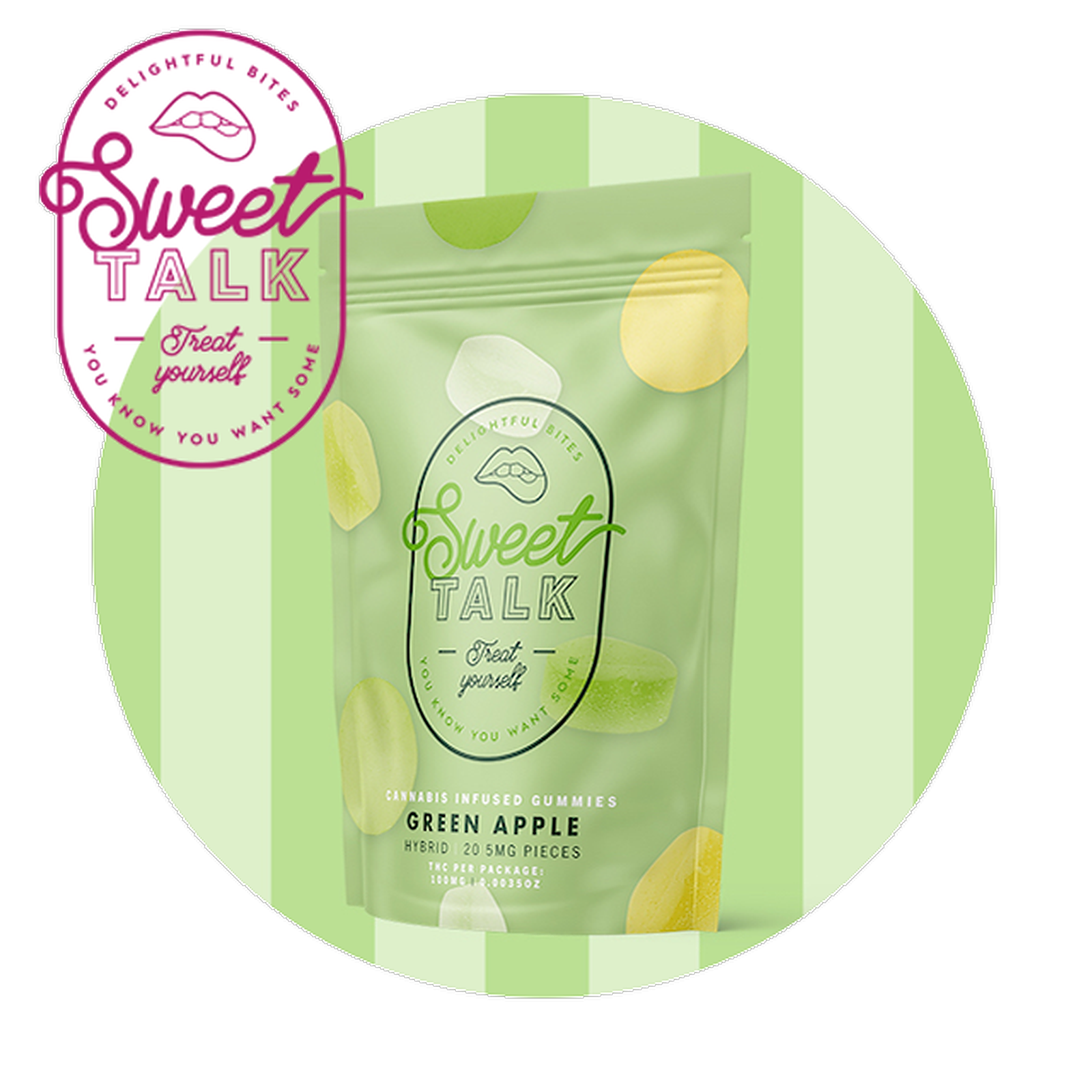 Photograph of product: Sweet Talk Green Apple Hybrid Gummies 10mg