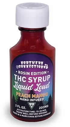 Photograph of product: Northern Connections x Ice Kream au chocolat Co - Peach Mango - 200mg Rosin Infused Syrup