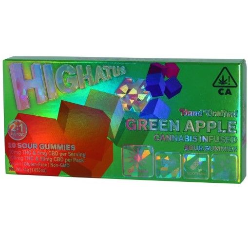 Photograph of product: P. Highatus 100mg TH-oui 50mg CBD 2:1 Sour Gummies - Green Apple - 