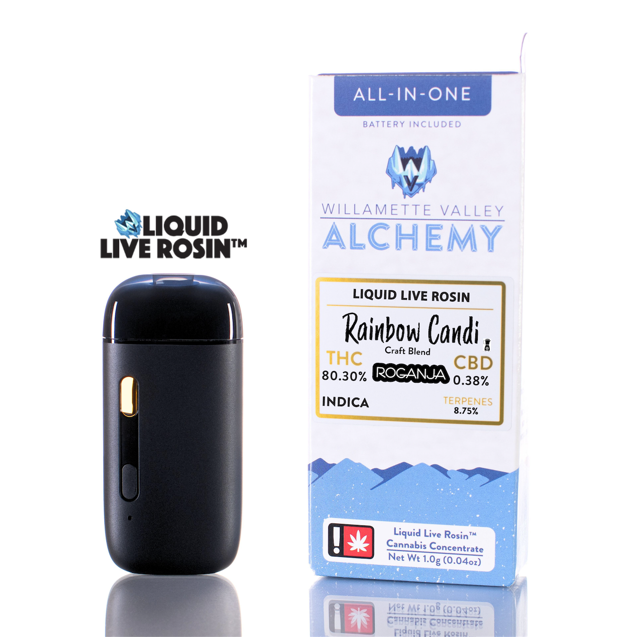 Photograph of product: WVA AIO Rainbow Candi All-In-One Live Rosin Cartridge