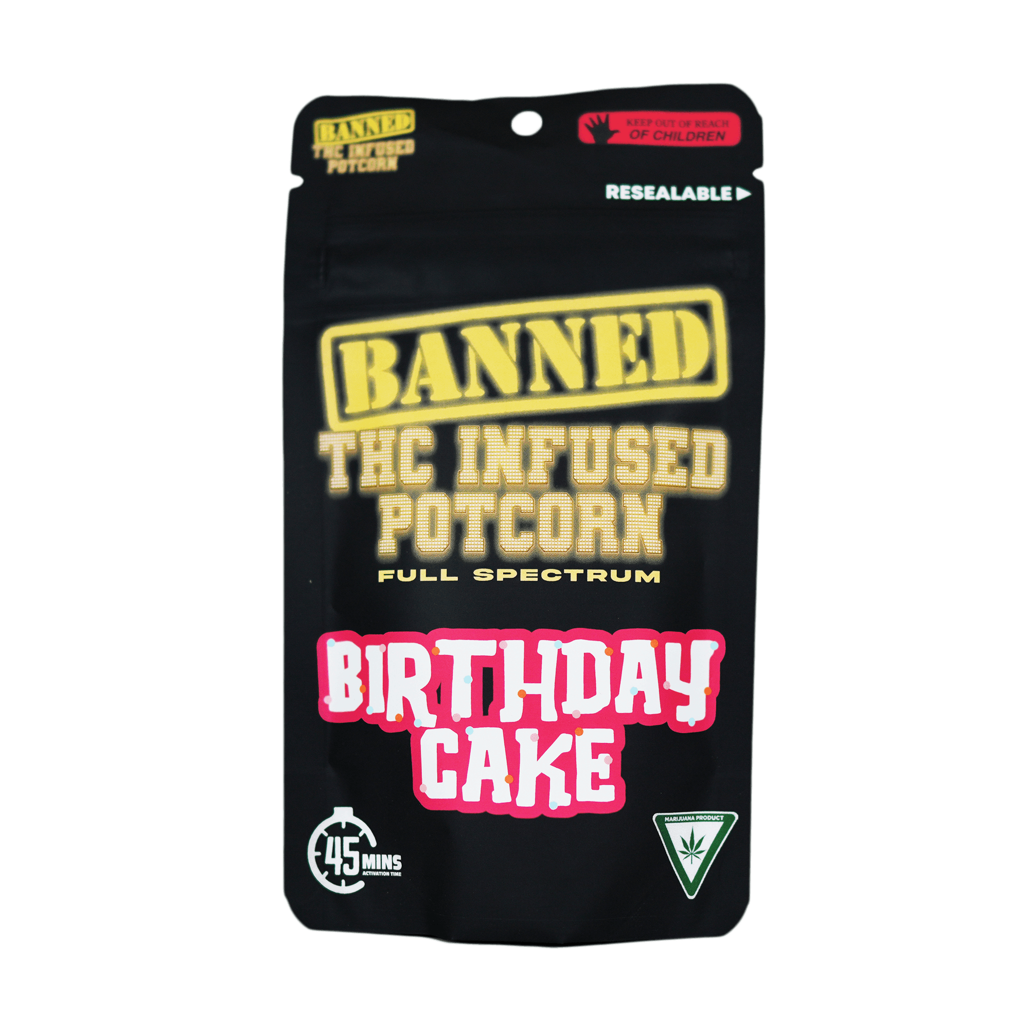 Photograph of product: Banned - 200mg Potcorn - Birthday Cake