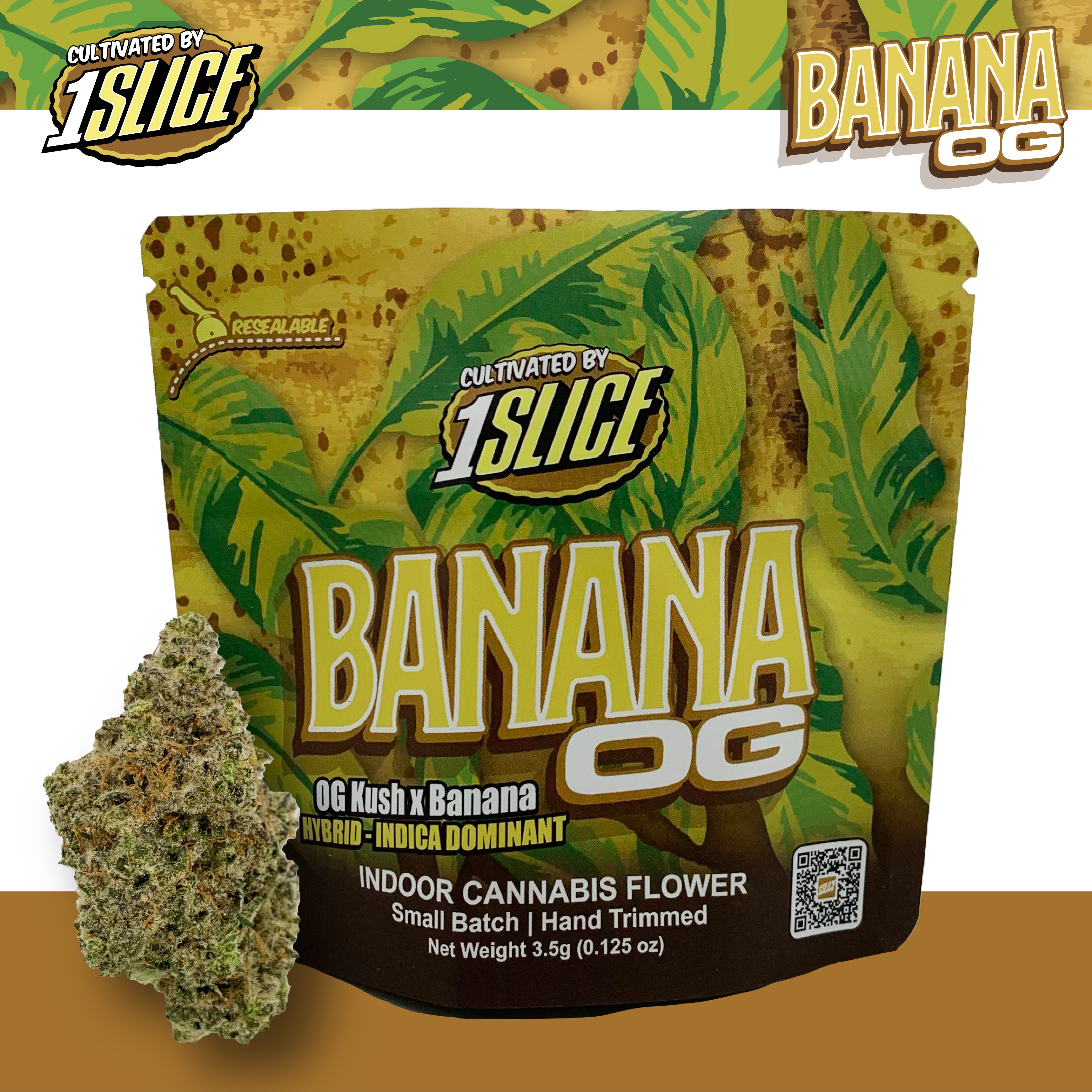 Photograph of product: 1 Slice - Banana OG - Flower - 3.5g