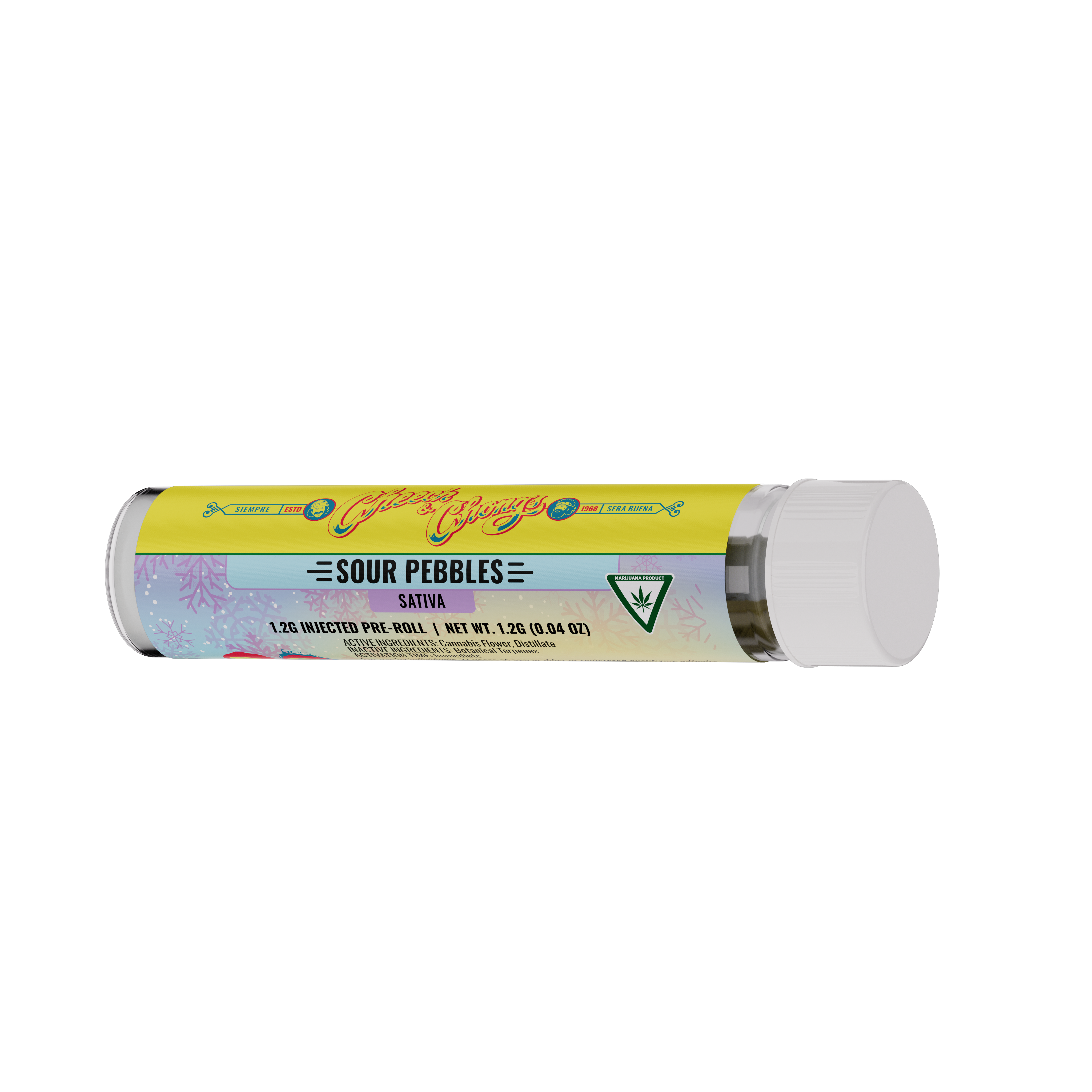 Photograph of product: Cheech & Chong - 1.2G Infused Preroll - Sour Pebbles