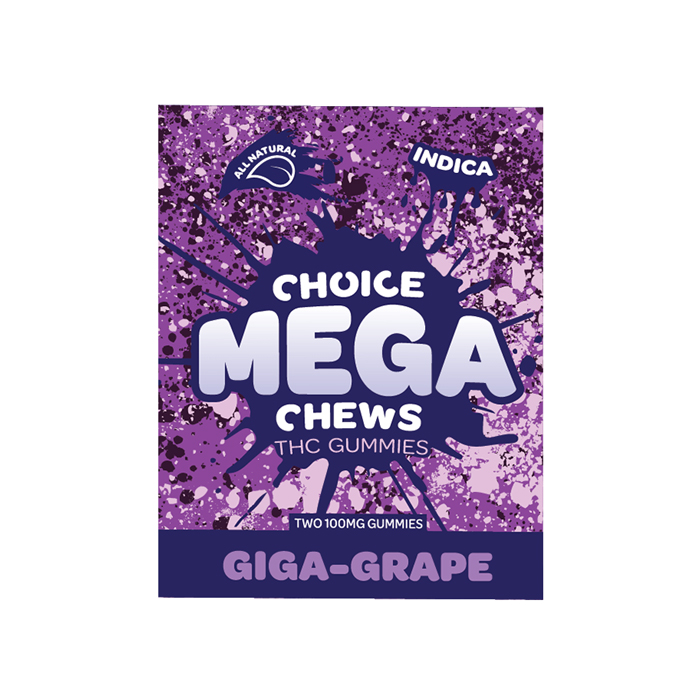 Photograph of product: Giga Grape Mega Chews Gummies, Oui'd, 200mg