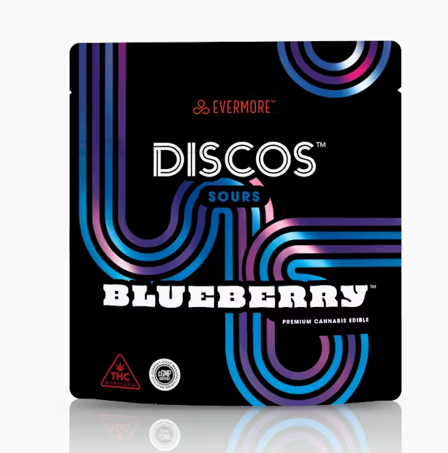 Photograph of product: Evermore | Sour Blueberry | 40mg Discos (10pk) (MED ONLY)