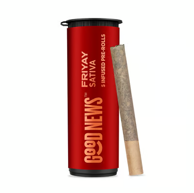 Photograph of product: Good News Friyay 0.5g Infused Pre-Roll 5pk (2.5g)