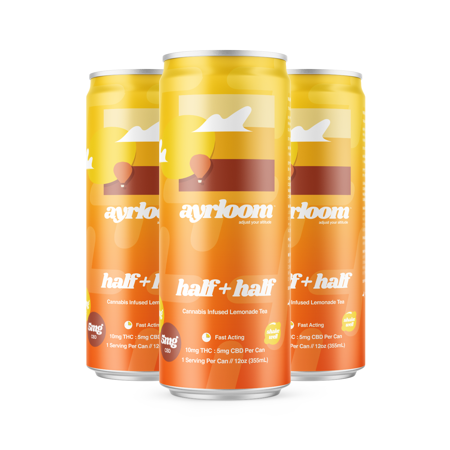 Photograph of product: AYRLOOM UP | HALF + HALF LEMONADE TEA 2:1 (TH-oui+CBD) | FAST ACTING BEVERAGE 40MG(4PK)