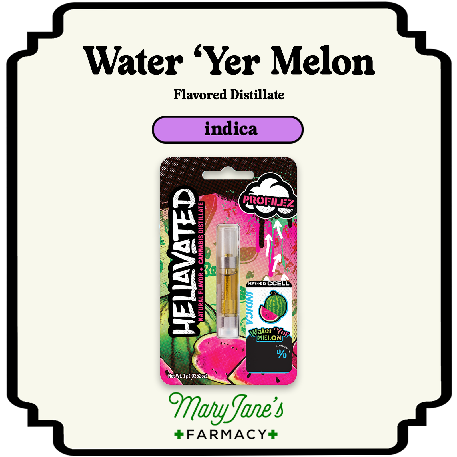 Photograph of product: Water 'Yer Melon Profilez Flavored Distillate Cartridge | 1g