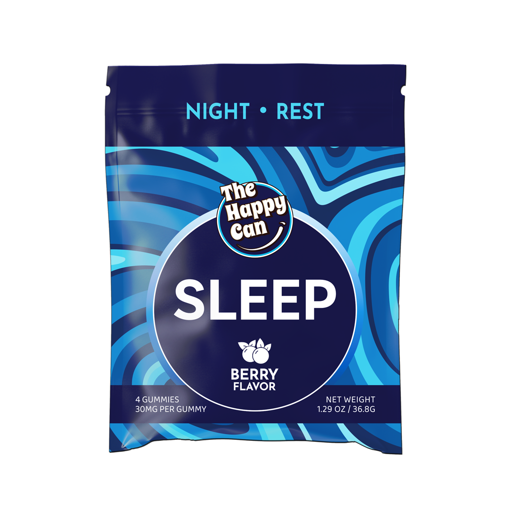 Photograph of product: The Happy Can | Hemp | Gummies Sleep Berry (TH-oui 10 : CBD 54 mg : CBN 56 mg) | 4 ct