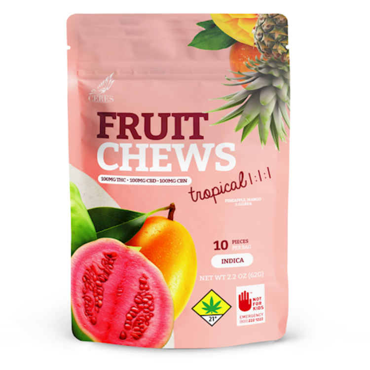 Photograph of product: Ceres Fruit Chews Assorted Tropical Oui'd 1:1:1 | 2.7oz