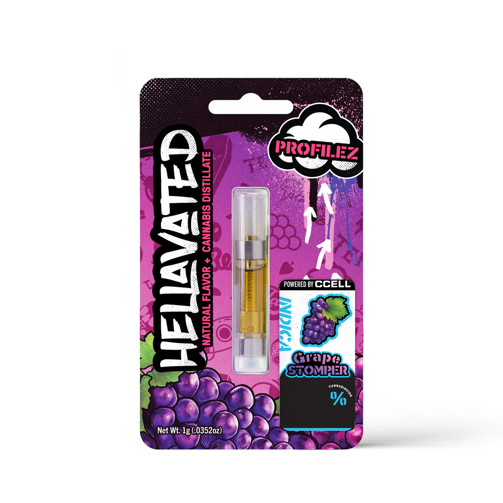 Photograph of product: Hellavated Profilez 1g Cart | Grape Stomper