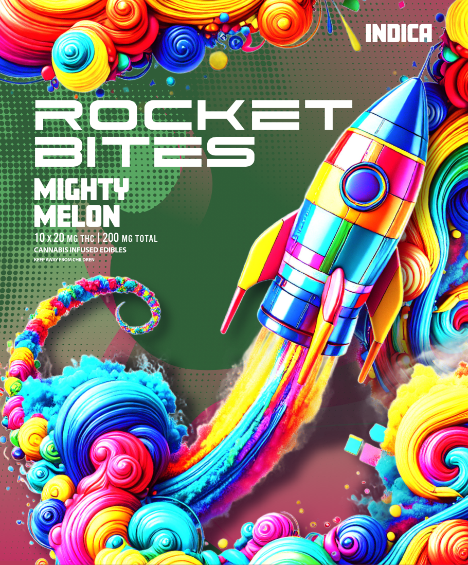 Photograph of product: ROCKET BITES - MIGHTY MELON - 200MG