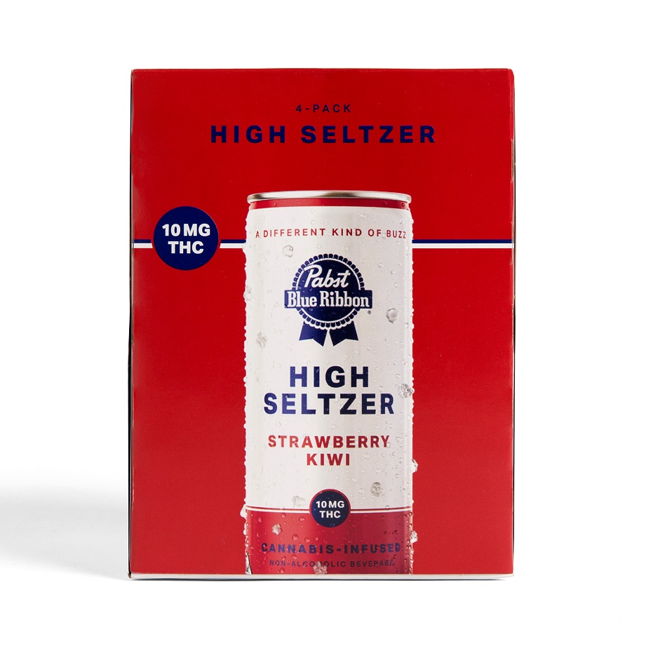 Photograph of product: Pabst BR High Strawberry Kiwi 10mg Infused Seltzer 4pk