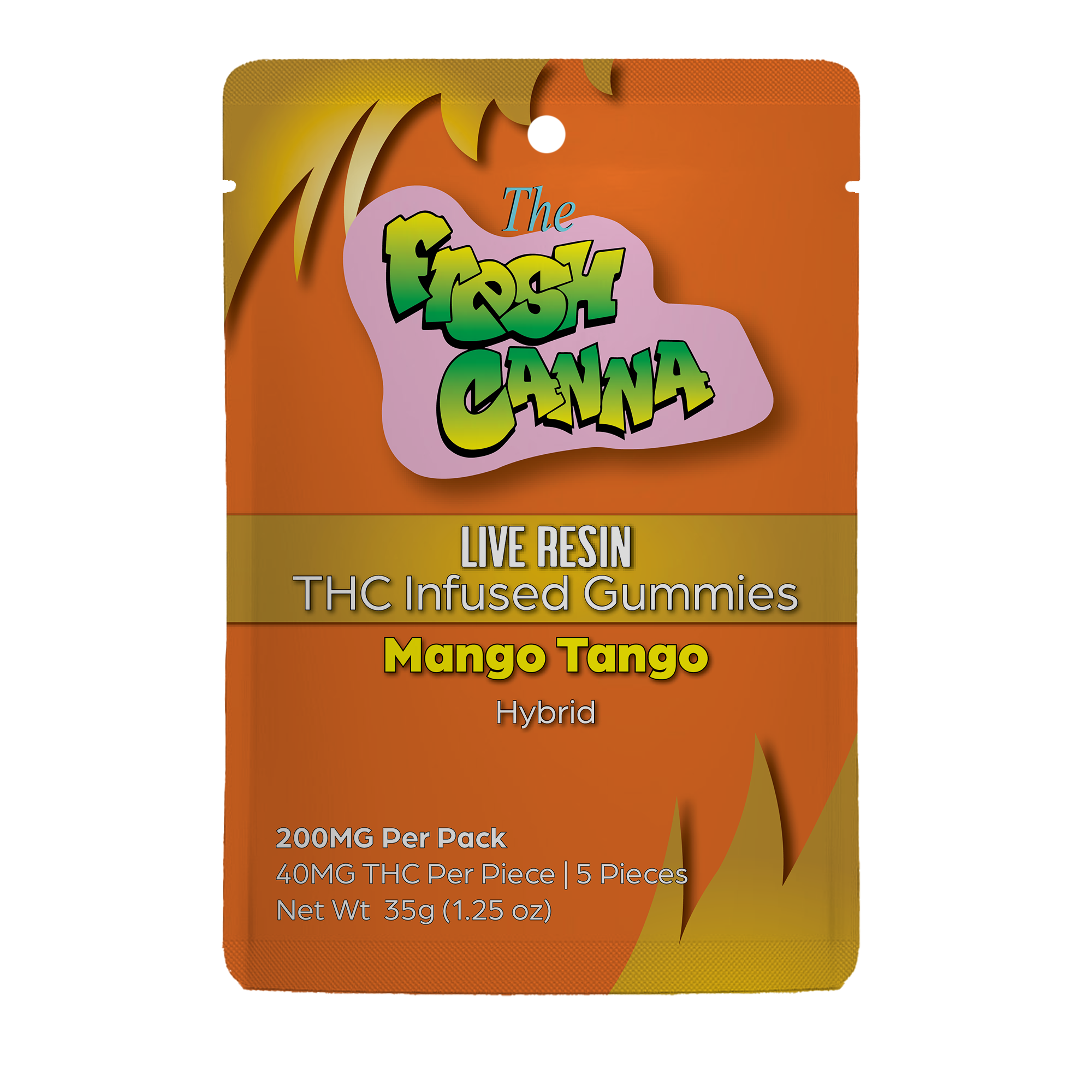 Photograph of product: Fresh Canna Mango Tango Live Resin Hybrid Gummies | 200mg