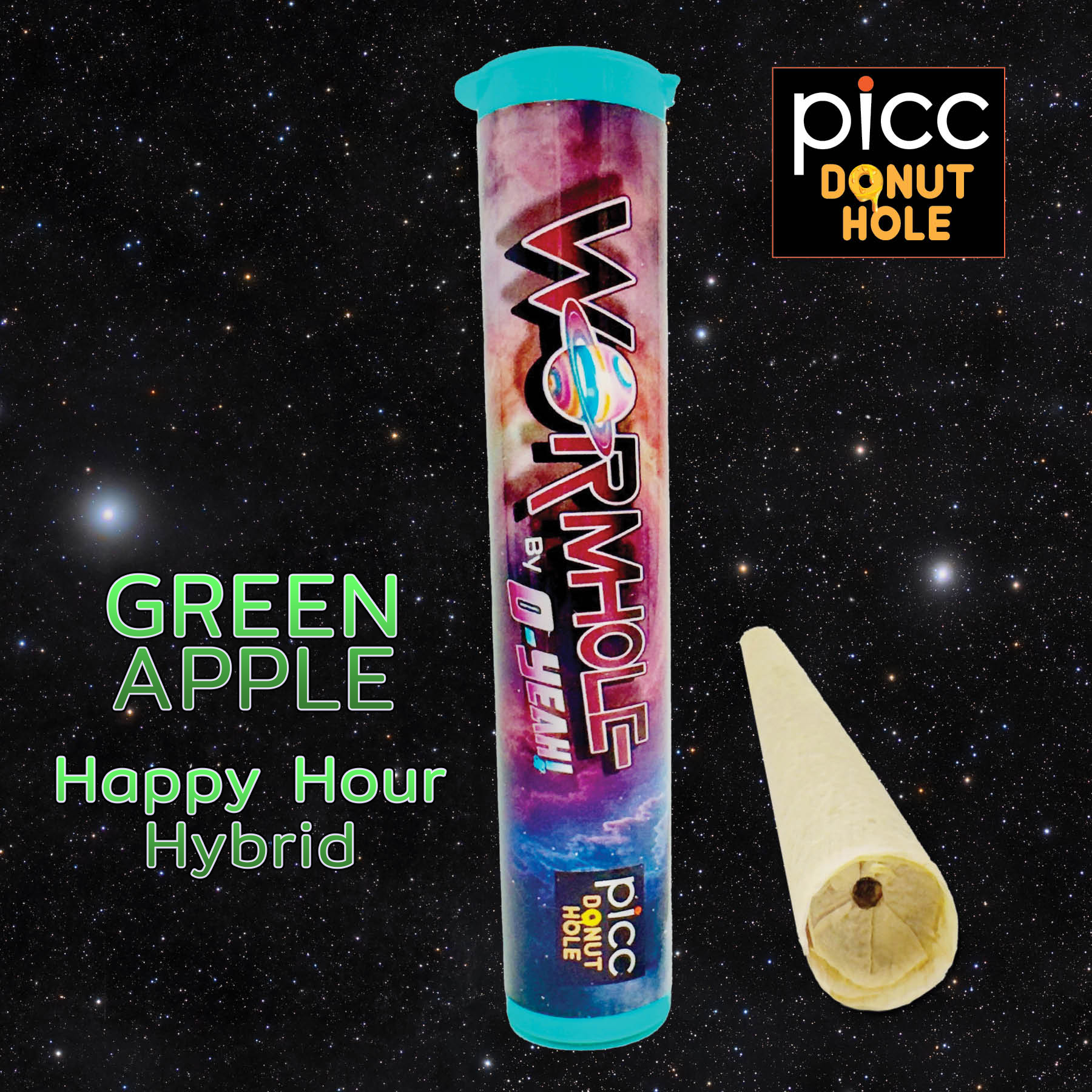 Photograph of product: O-YEAH! | Infused Pre-roll | 1G SINGLE | Green Apple Happy Hour (H)
