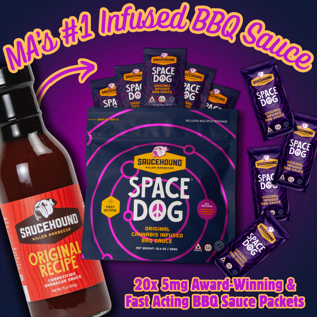 Photograph of product: Infused BBQ Sauce - Space Dog - 10mg TH-oui - 2ct (Saucehound)