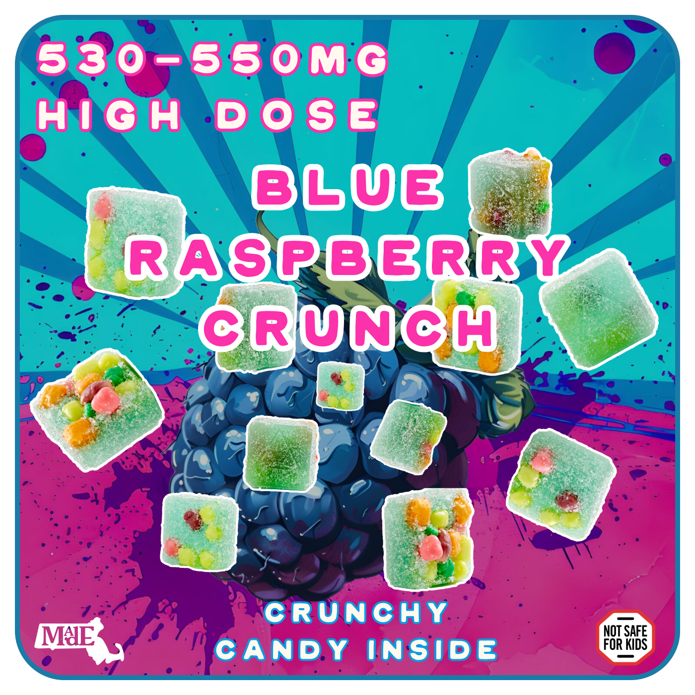 Photograph of product: Blue Raspberry Crunch | High Dose | 20 Pack (110-130mg)