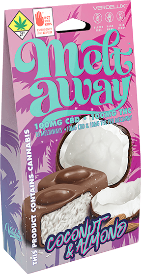 Photograph of product: Melt Away | Coconut Almond Truffle | DOH | 10pk | 100mg TH-oui : 100mg CBD