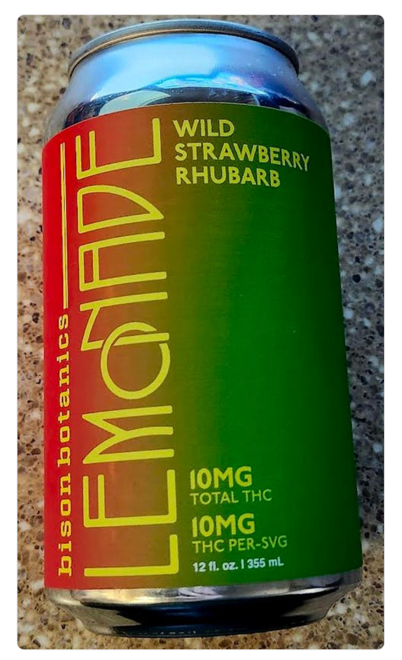 Photograph of Product: Bison Botanics | Beverage | Wild Strawberry Rhubarb Lemonade | 10mg