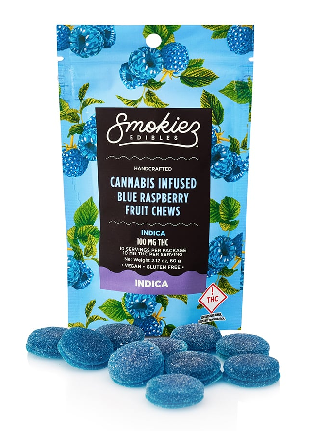Photograph of product: Smokiez Blue Raspberry Gummies 100mg