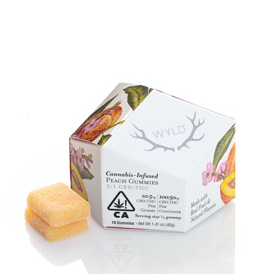 Photograph of product: Peach 2:1 CBD + Hybrid Enhanced Gummies 100:50mg - 