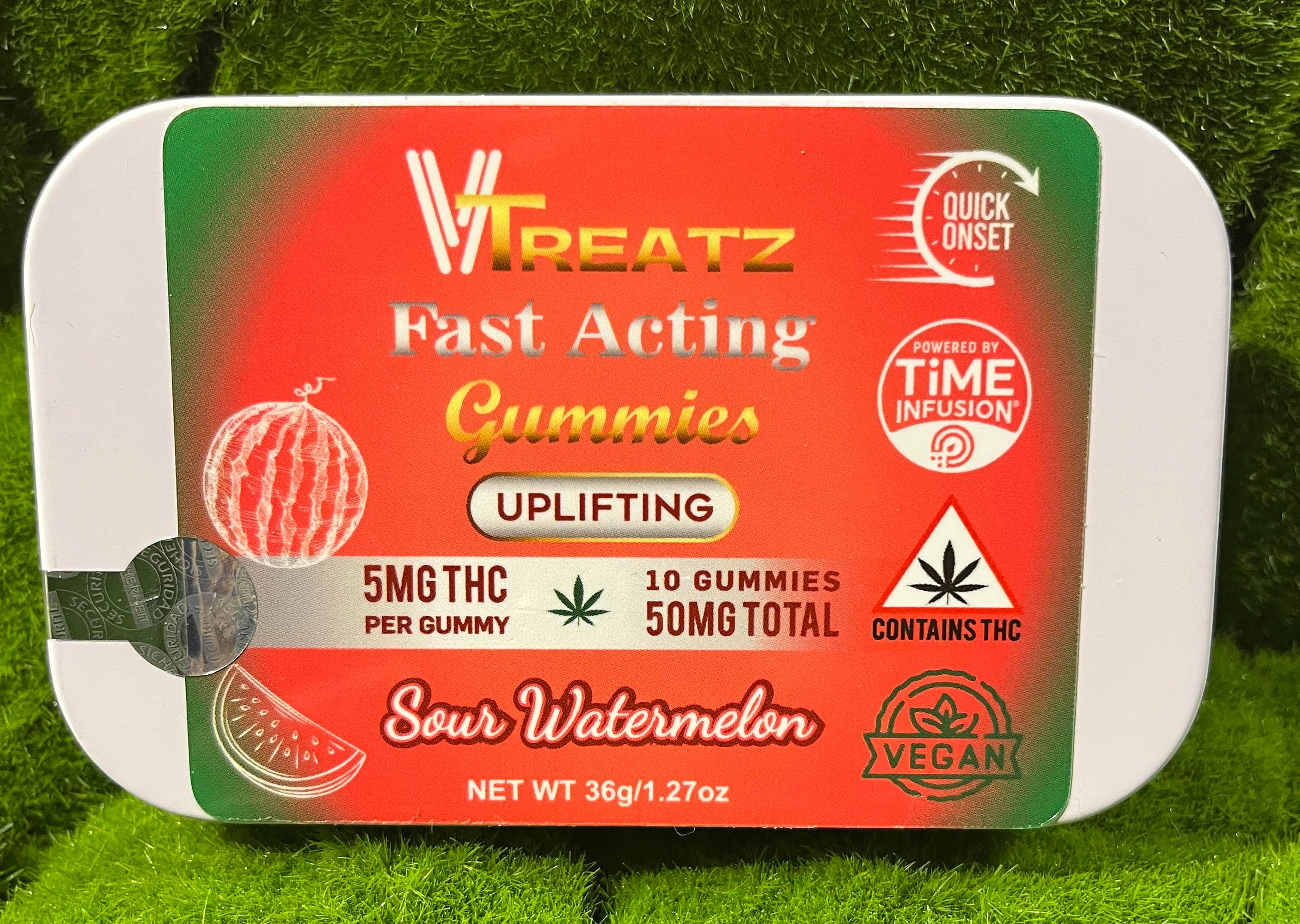 Photograph of product: 50mg Edible Pack | Sour Watermelon Gummies | VTreatz
