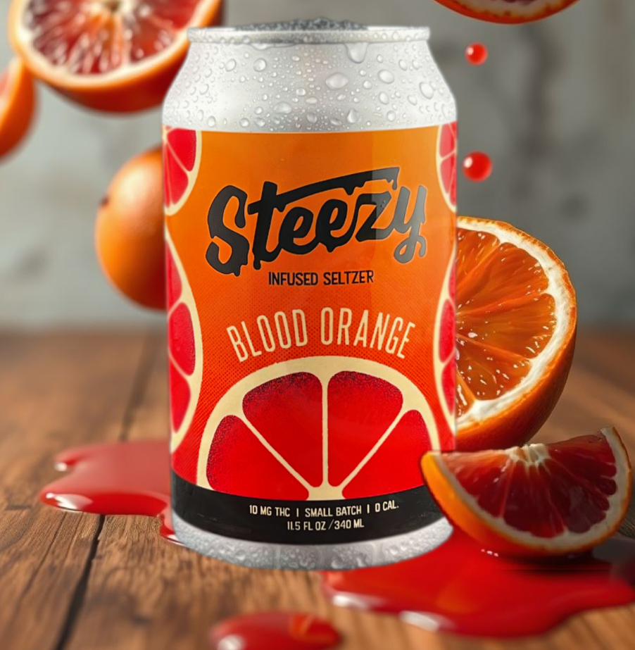 Photograph of product: Clean Oui'd | Steezy | 10mg TH-oui | Blood Orange Seltzer