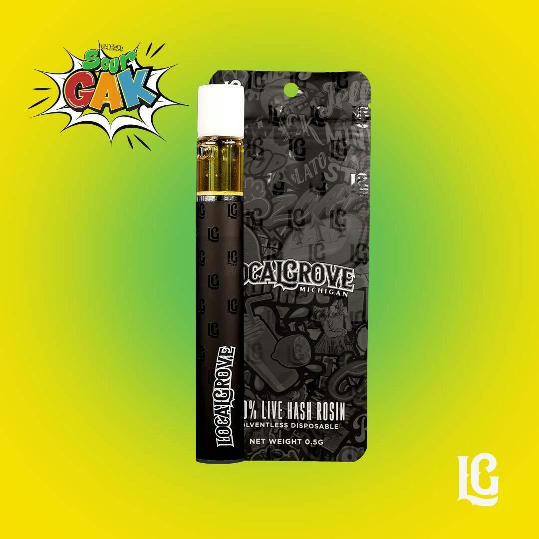 Photograph of product: Local Grove Live Rosin Disposable | Sour Gak
