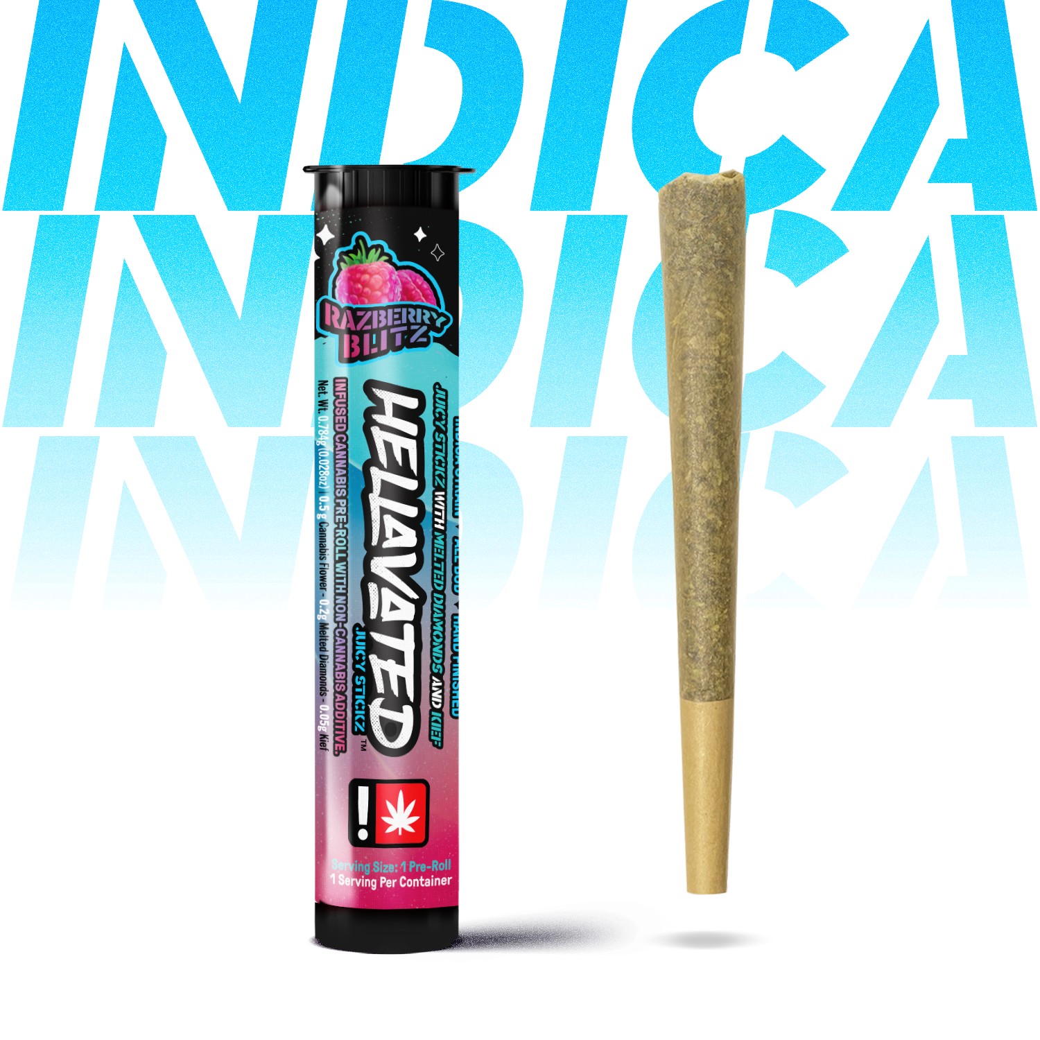 Photograph of product: Infused Preroll (Flavored) | Hellavated Juicy Stickz | Razberry Blitz | .75g *[Dime Store Deal]