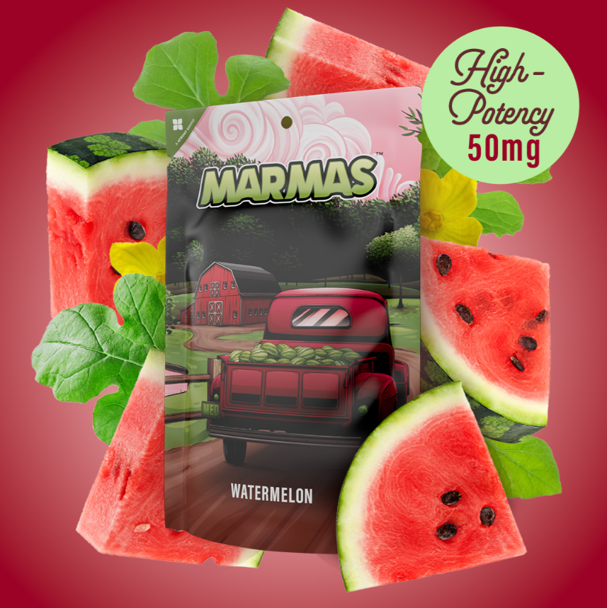 Photograph of product: Marmas: Watermelon 50mg 10pk | MED Gummies | 500mg