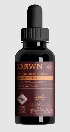 Photograph of product: My Brother's Flower "Dawn" Rosin Tincture 100mg TH-oui : 1000mg CBD : 1000mg CBG