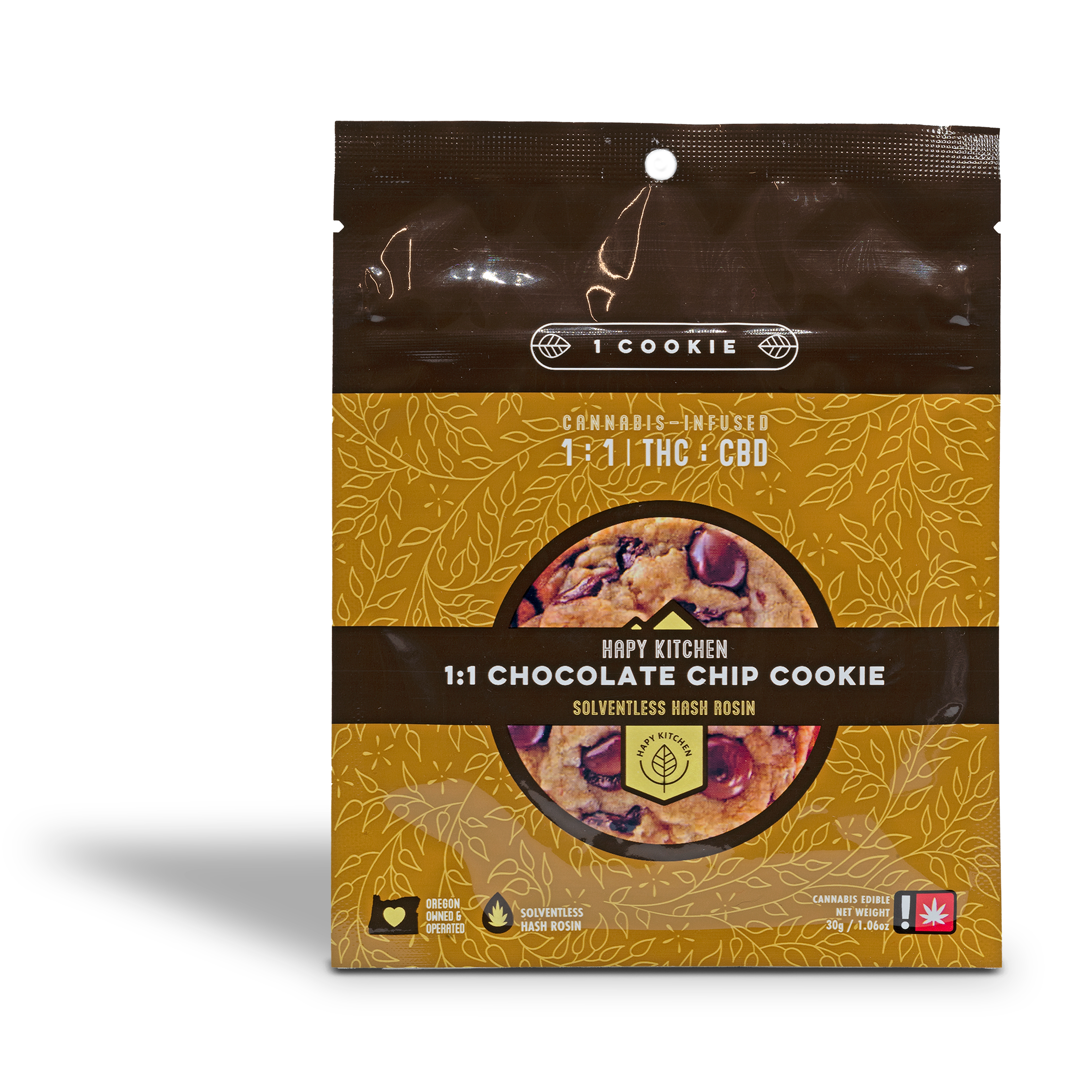 Photograph of product: Hapy Kitchen - 1:1 TH-oui:CBD Chocolate Chip Cookie 100mg - 1.06oz