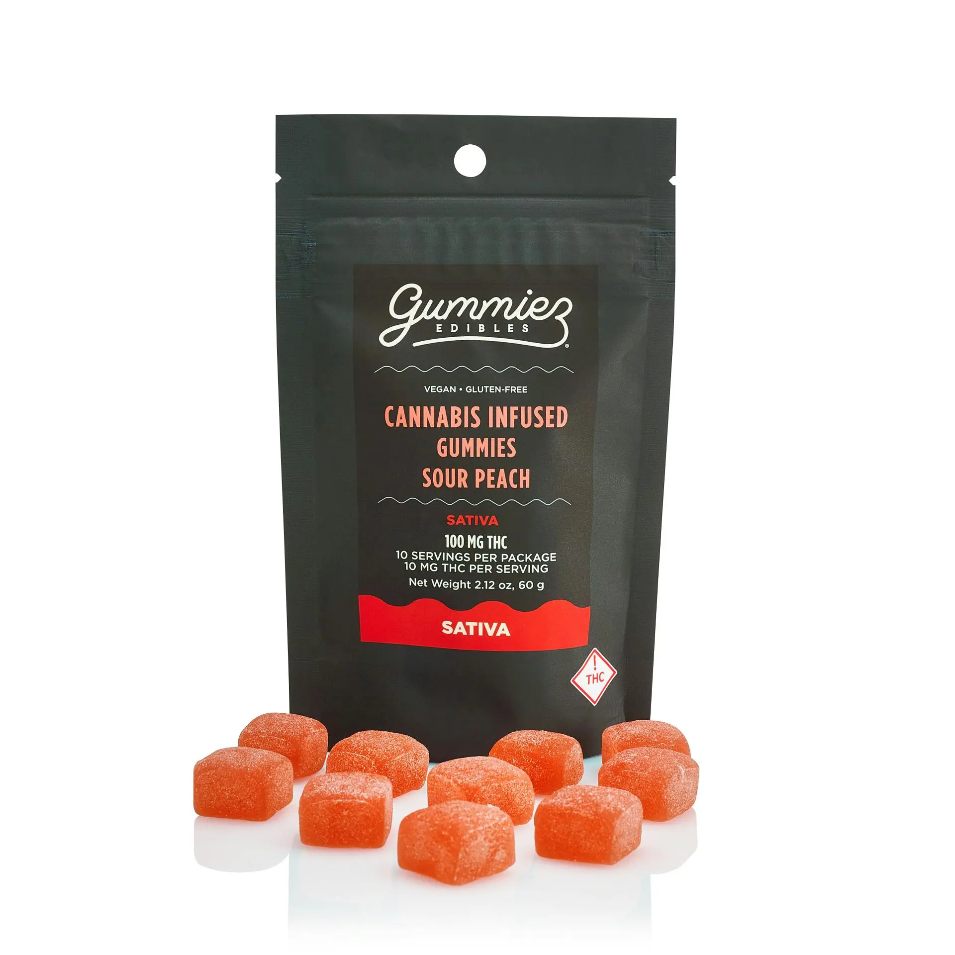 Photograph of product: Gummiez | Peach 10.29mg 10ct | Sour Gummies
