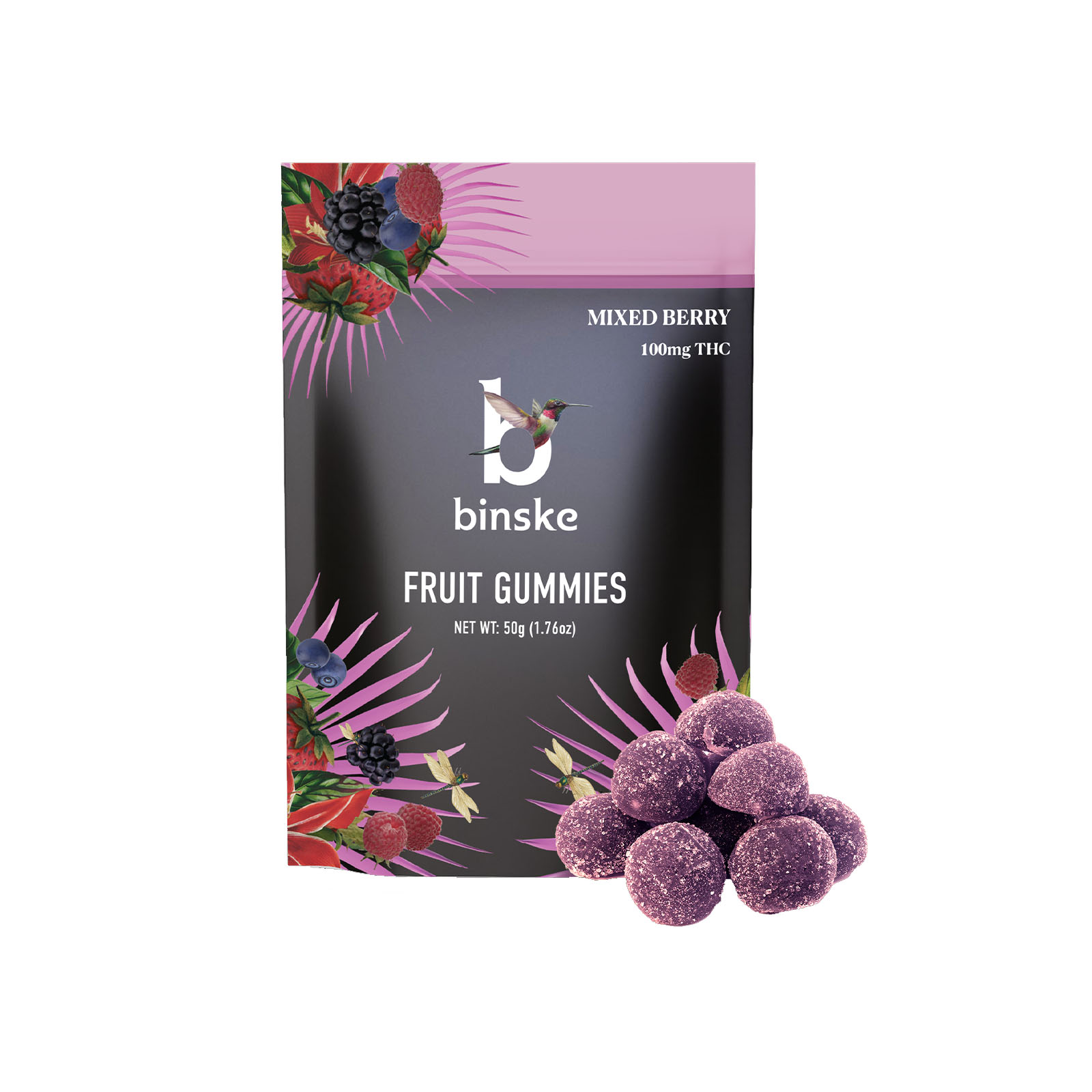 Photograph of product: Binske Mixed Berry Gummies 100mg