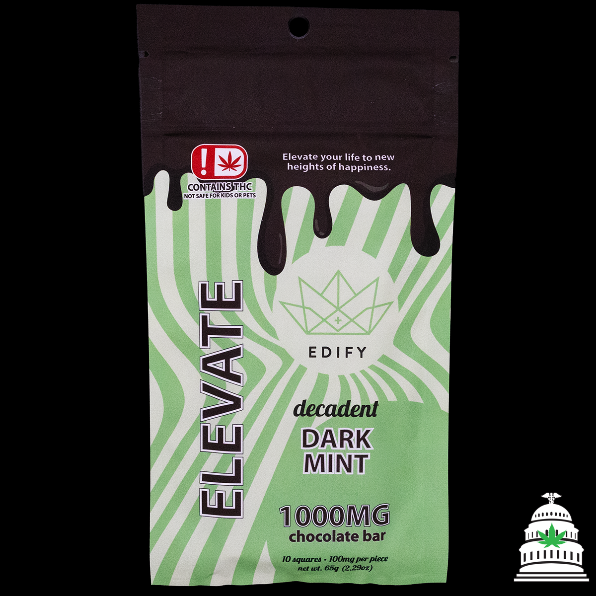 Photograph of Product: Dark Chocolate Mint - Edify Chocolate Bar