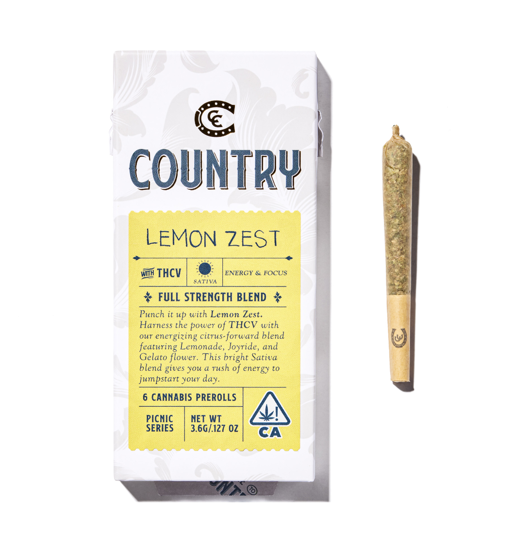 Photograph of product: Lemon Zest (S) TH-ouiV 3.5g PREROLLS  6pk - Country