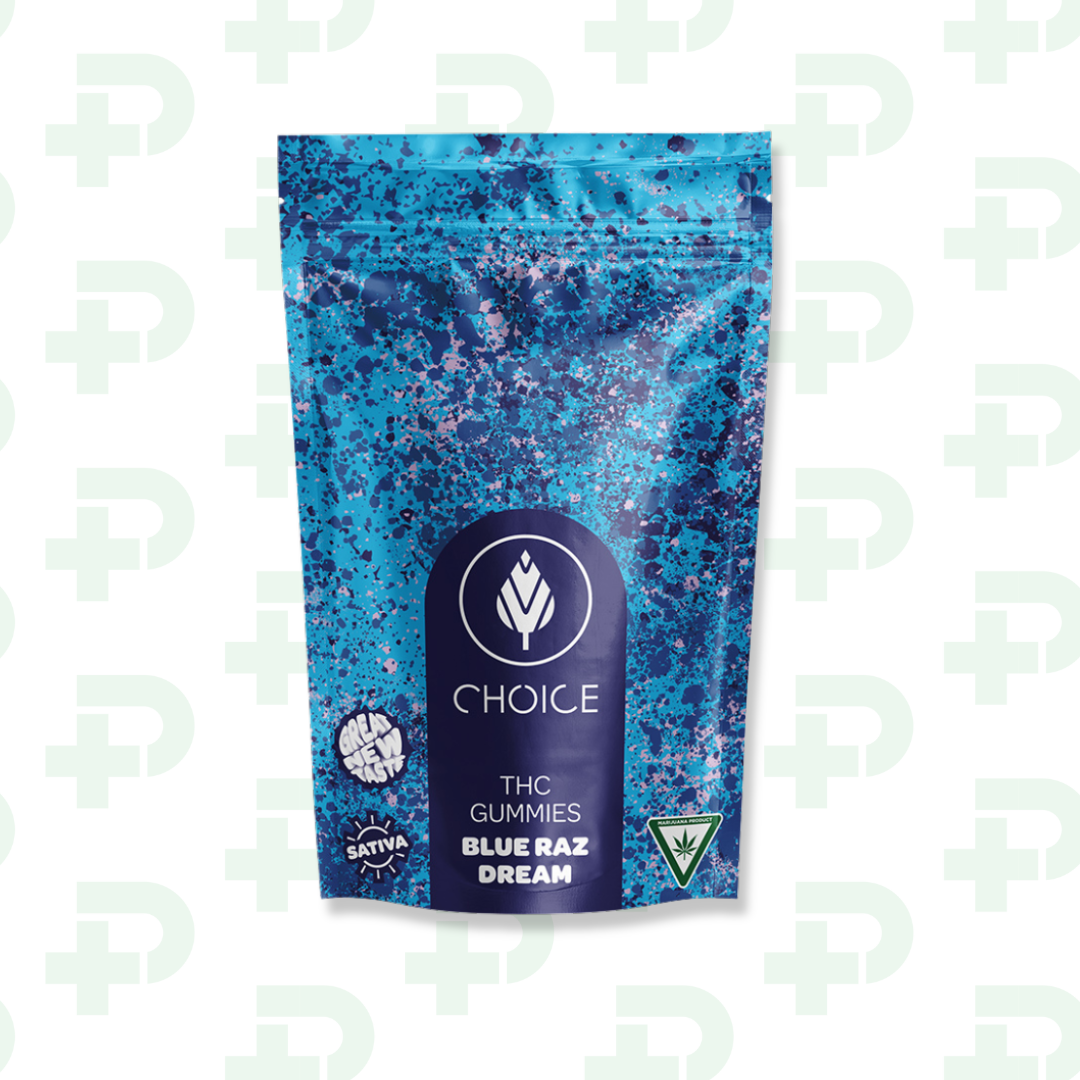 Photograph of product: Choice 200mg Gummies - Oui'd - Blue Raz Dream