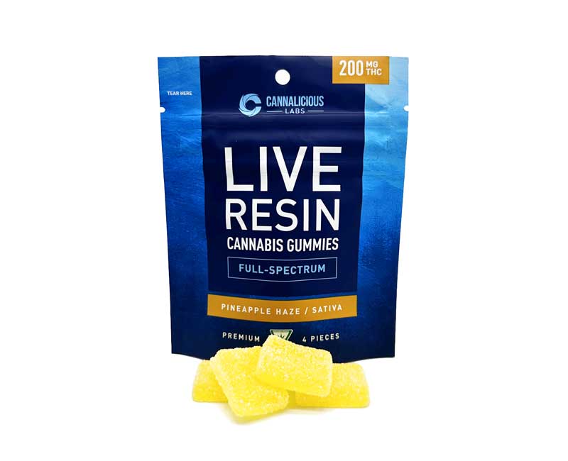 Photograph of Product: Cannalicious - Gummies - 200mg Live Resin - Pineapple Haze - Sativa