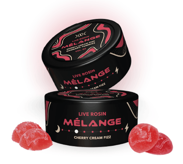 Photograph of product: Dixie Melange Cherry Cream Fizz Rosin Gummies 200mg