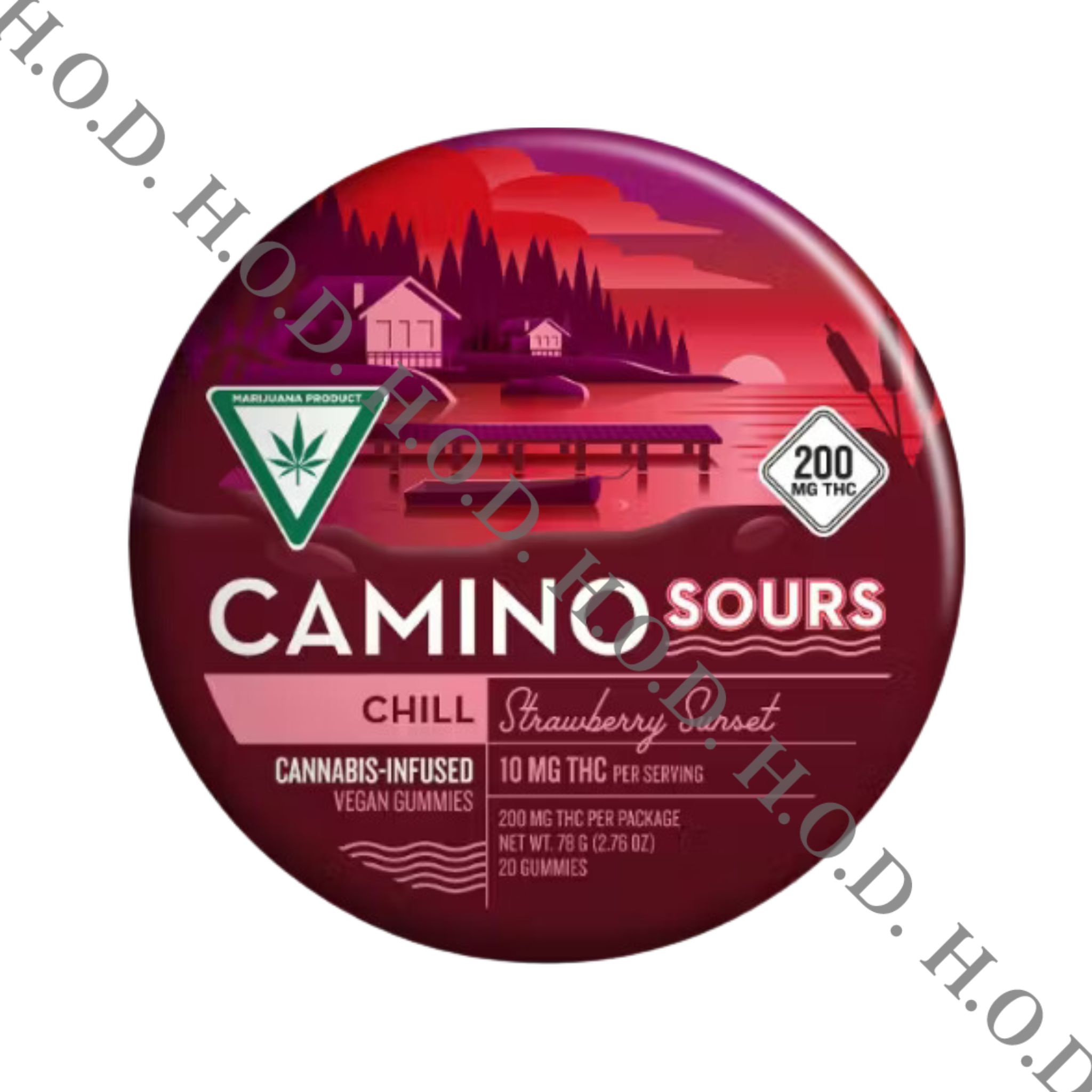 Photograph of Product: Camino Sour Strawberry Sunset Gummies 200mg
