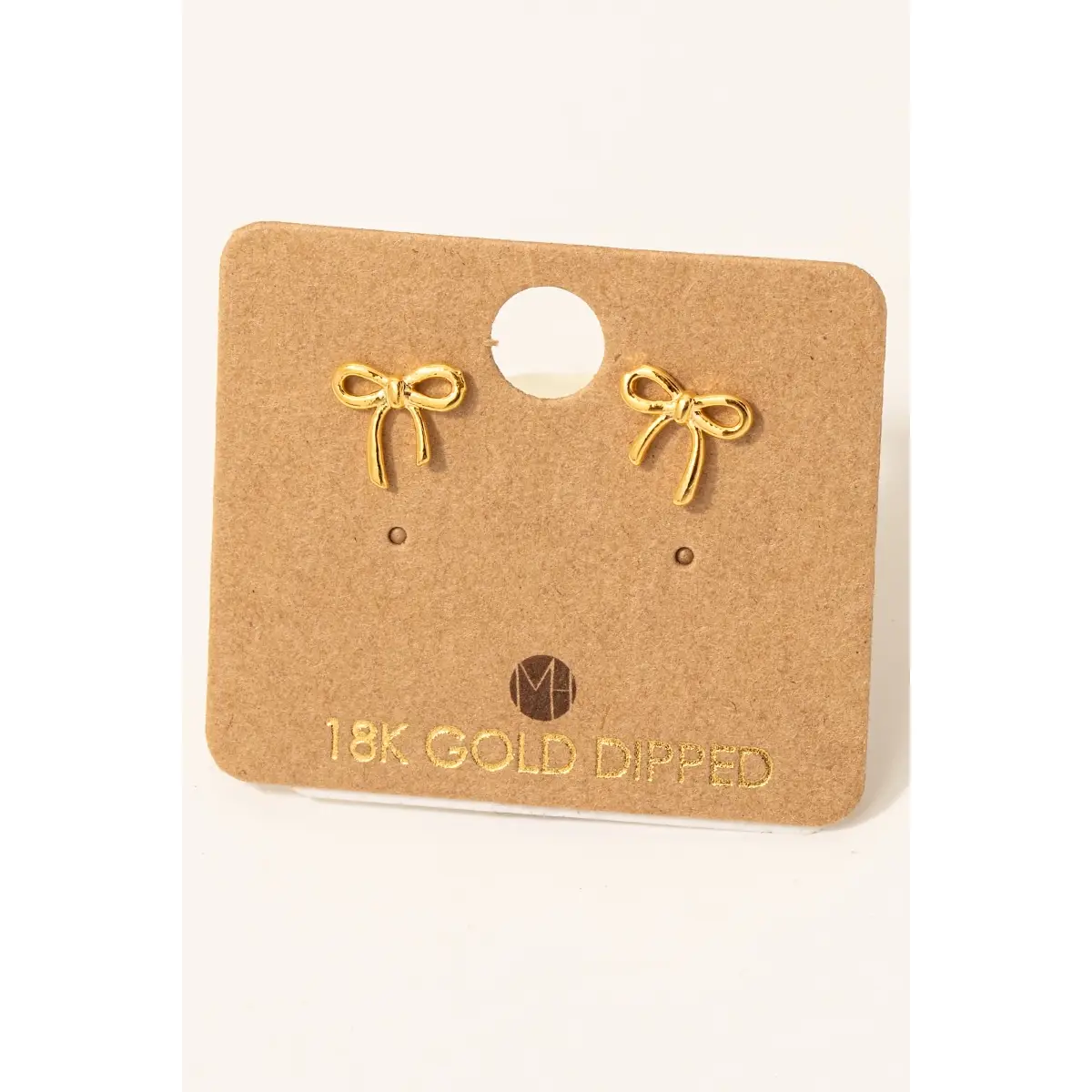 Photograph of product: Gold Dipped Mini Ribbon Bow Stud Earrings