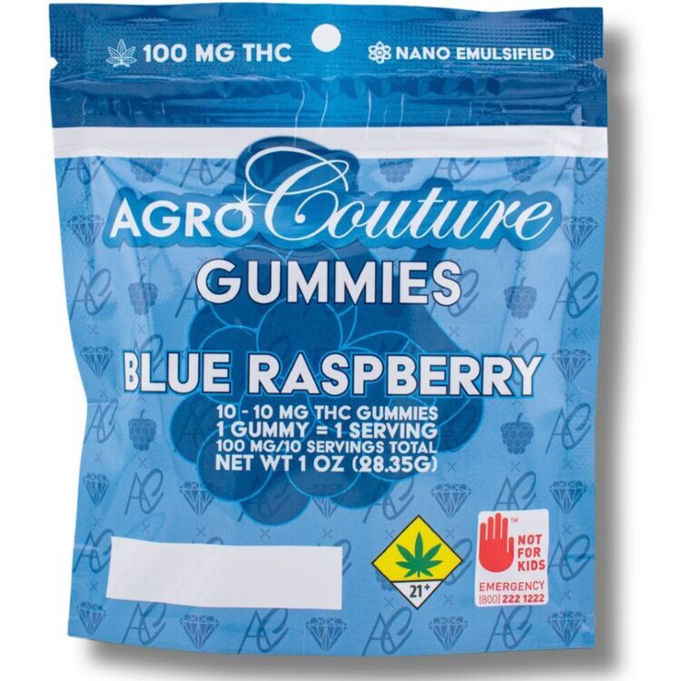 Photograph of product: Blue Raspberry 10x10mg 100mg Gummy (Agro)