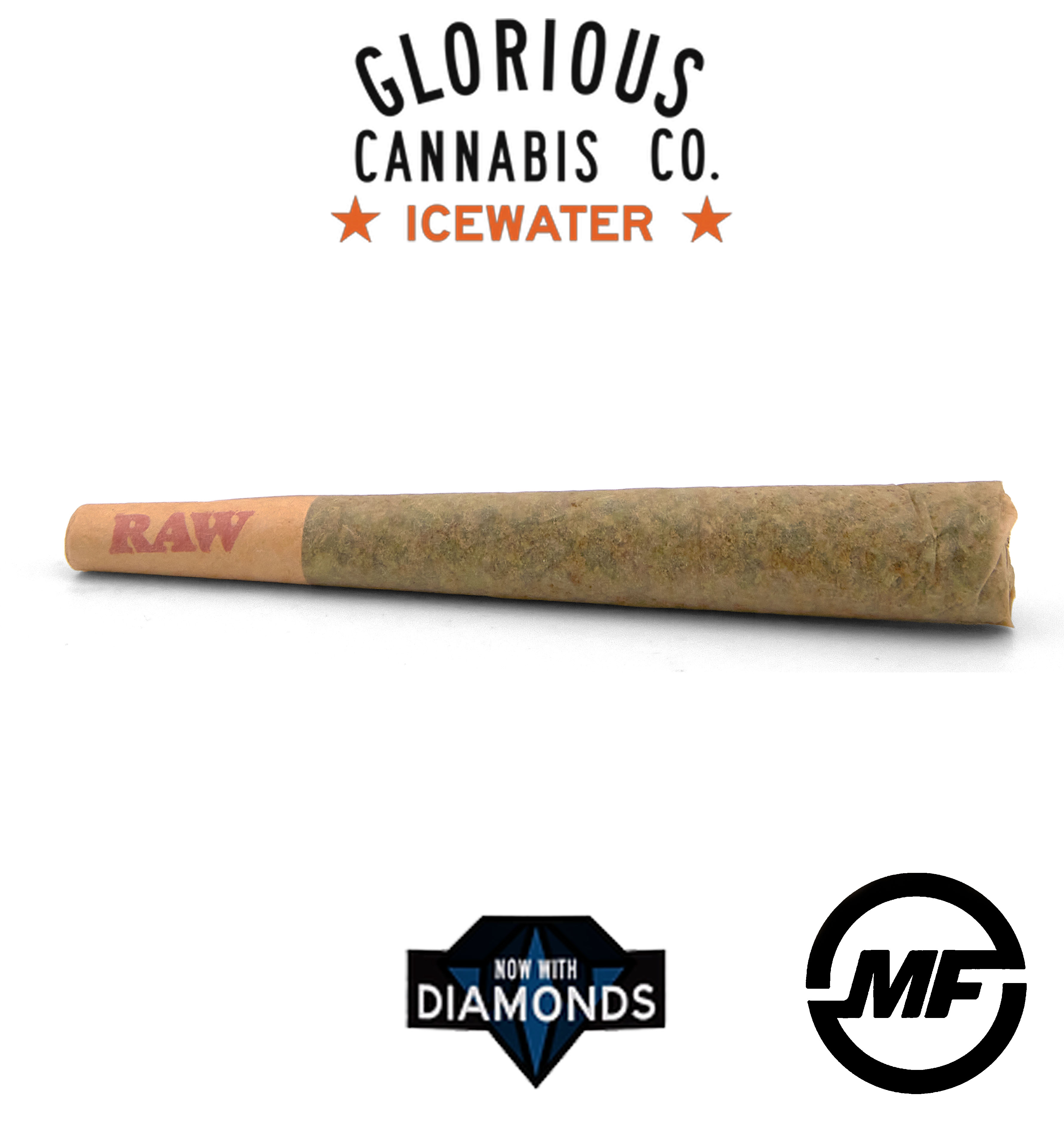 Photograph of product: Glorious | Sunkissed | Icewater Bubble au chocolat + Diamonds Infused Pre-Rolls | 1g