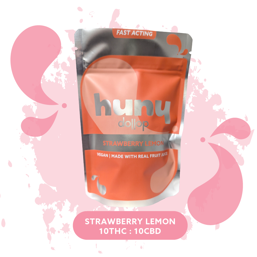 Photograph of product: Strawberry Lemon | 20mg 1:1 TH-oui:CBD dollop Troches | 10pk